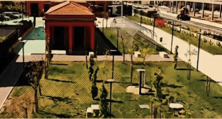 Vista aerea del Parco Stazione e dell'immobile comunale